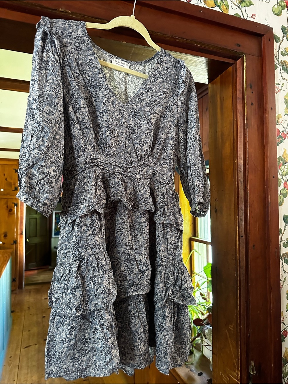 Dress Forum Blue Floral Tiered V-Neck Dress